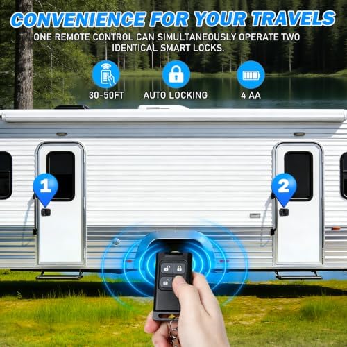 OPL5 RV Door Lock Keyless Entry with Remote and Password, Waterproof Aluminum Alloy RV Camper Door Latch for RVs with Standard Openings (3.75" x 2.75" x 1.5") - 5