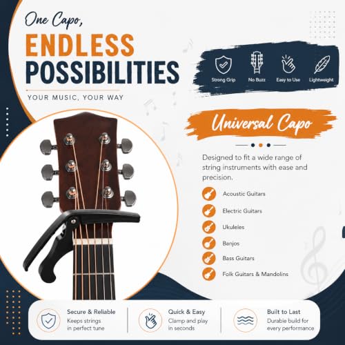 Image of Arctic One Handed Trigger Alloy Guitar Capo Quick Change For Ukulele, Electric And Acoustic Guitars
