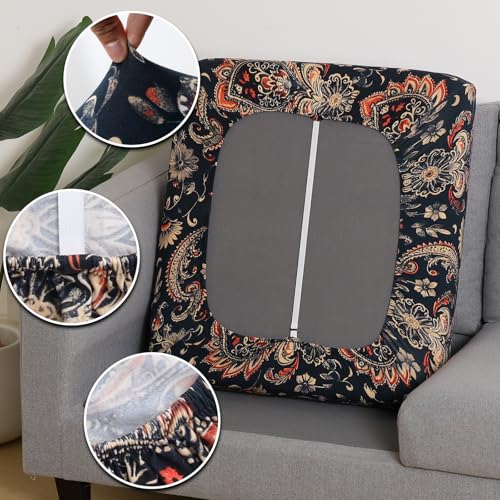 Image of YISUN Sofa Couch Cushion Covers, Stretch Printed Couch Seat Slipcover, Soft Couch Cover for Dogs, Washable Non-Slip Furniture Protector for Sectional Armchair Loveseat (Navy Blue, 2 piece)