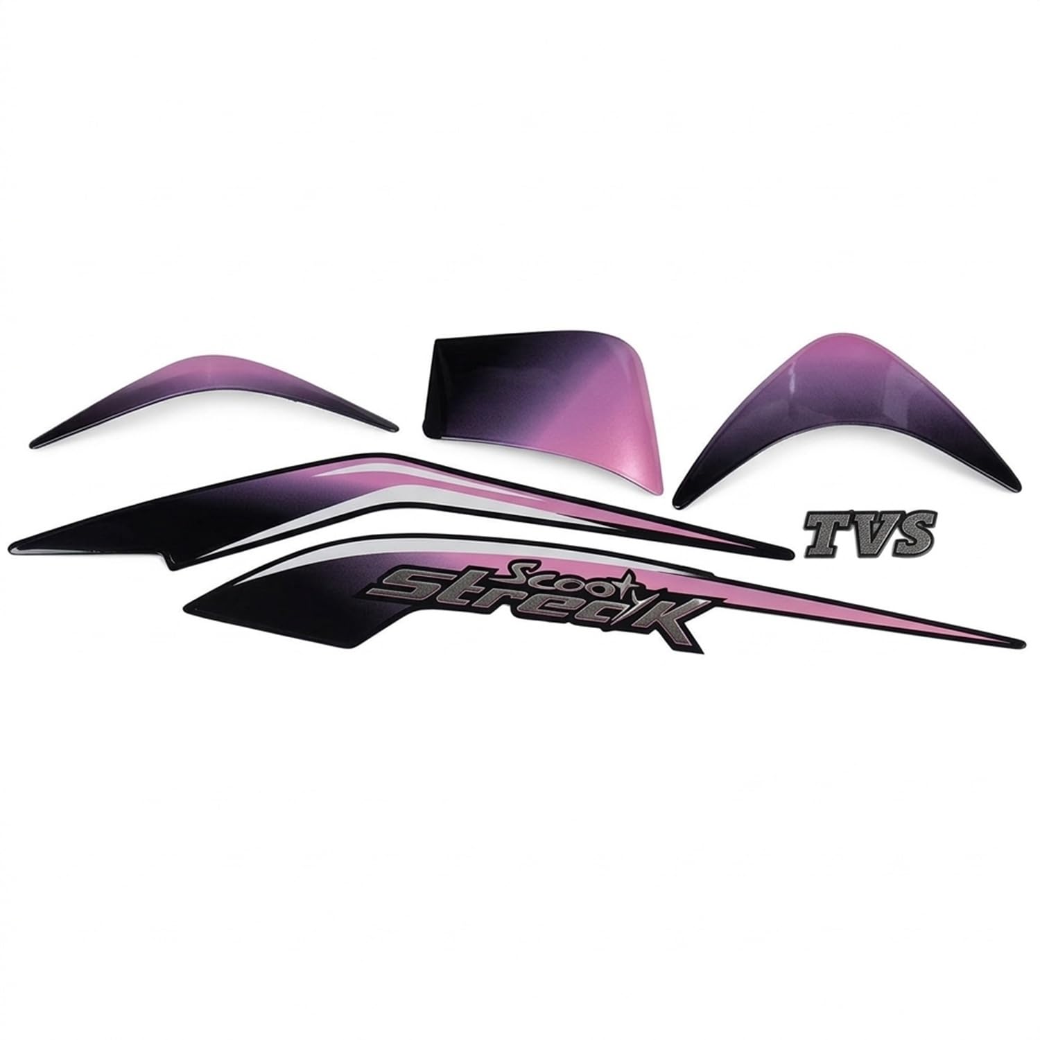 AeroParts Bike Sticker & Decal/Graphics Sticker Both Side Black&Pink for Tvs Scooty Pep Streak-image-5