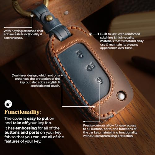 Image of keyzone dual leather key cover for Tata Curvv, Nexon, Harrier, Altroz, Punch, Safari, Tigor, Tiago, Zest, Bolt 3 button flip key