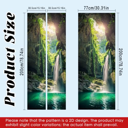 Image of Nuxovilar Oasis Cave Door Stickers Peel Stick PVC 30.3x78.7 Inches | Door Stickers Wall Decals Peel Stick Cover Vinyl Art Poster Bathroom Cabin Cottage (Waterfall Oasis)