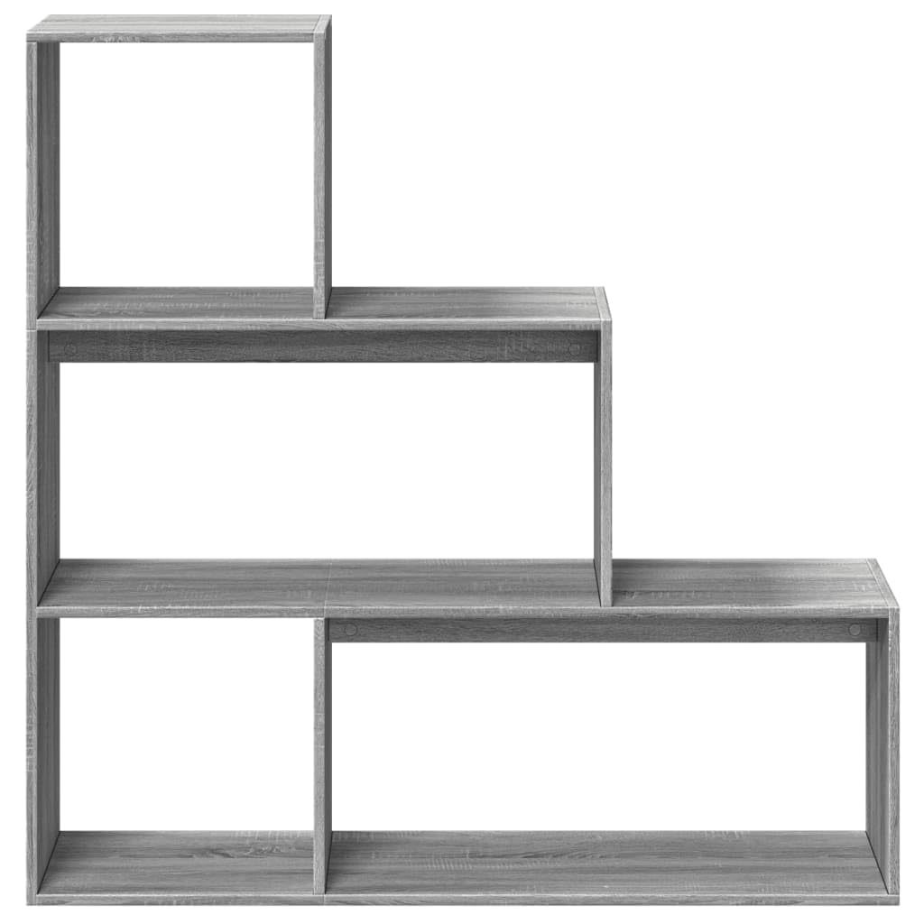 Bücherregal Raumteiler 3 Stufen Grau 123x29x123 cm | Holzwerkstoff, Feuchtes Tuch Reinigung, Vielseitig Einsetzbar, Flexible Aufstellung