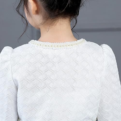 Girl Lace Bolero Shrug Pearl Long Sleeve Cardigan Jacket Princess Evening Dress Cover Up2