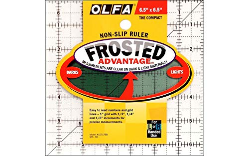 Olfa NOM084590 Frosted Advantage Non-Slip Ruler The Compact, 6-1/2" x 6-1/2"