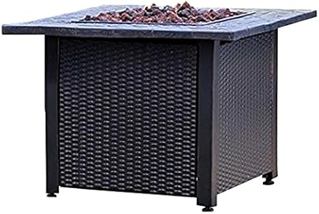 Plow Hearth Wicker Propane Gas Fire Pit 30 Square X 24 Amazon Co Uk Garden Outdoors