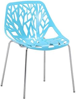 Life HS Volver Hueco geométrica Plastic Chair Restaurante Cafetería Cena de la Silla, Las piernas apilable Robusta de Metal de la Silla de para el jardín de la Silla de salón (Negro),Azul