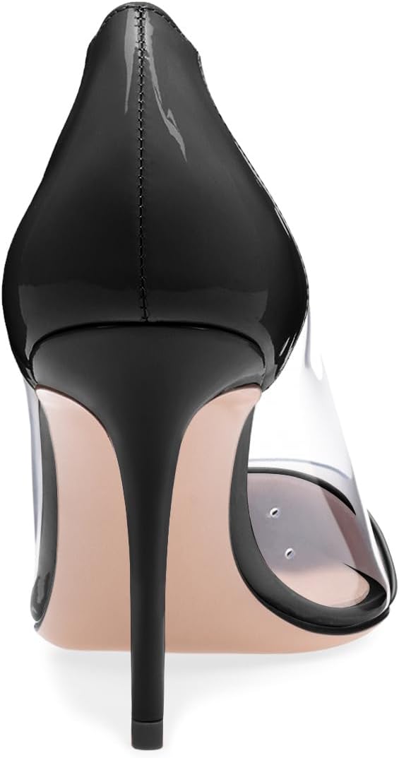 XINIUNIU Clear Heels for Women Transparent Pointed Toe Stiletto Pumps Slip On Closed Toe 4 Inch Bridal Evening Wedding Party Sexy Dress Shoes - Image 5