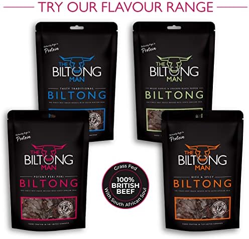 The Biltong Man | Peri-Peri Beef Biltong | Healthy High Protein Dried Chilli Beef Snack | Low Calorie, Gluten-free & Keto-friendly, | 1 Kilogram (2 x 500 Gram Packs)