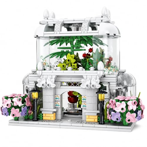 Image of SKY LINE OCEAN Flower House Building Block Set, 597+ PCS Garden House Building Toy with LED Lights, Creative Greenhouse | 5 Year Structural Warranty
