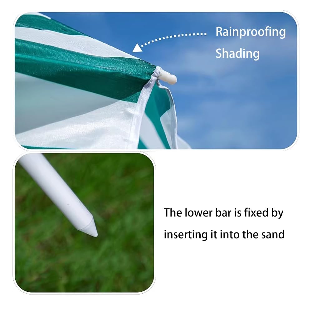 Ombrellone da spiaggia pieghevole antivento, 2,2 m/2,5 m, parasole portatile, ombrellone da giardino per balcone, cortile (giallo, 2,2 m/7,2 piedi)