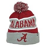 Alabama Crimson Tide Gray Cuff Calgary Beanie Hat with Pom - NCAA Cuffed Winter Knit Toque Cap