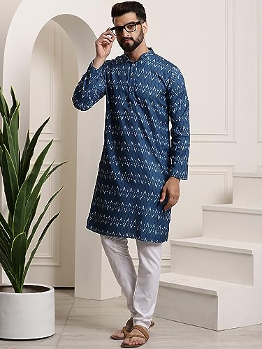 Sojanya (Since 1958 Men'S Cotton Print Kurta & Churidar Pyjama Set2