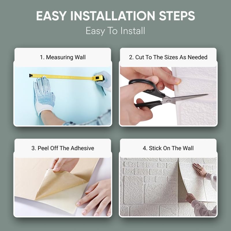 Image of 3D White Stone Wallpaper Self Adhesive Foam Wall Panel Waterproof Wall Decor for Bedroom Living Room TV Background Wall Sticker 70 x 77 cm Pack of 15