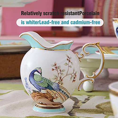 Acmlife Bone China Tea Set - Porcelain Tea Cups And Saucers 21-Piece Bone China Coffee Tea Set For 6 Vintage English Tea Sets For Adult With Teapot, Gifts For Women (Blue) #TOP4