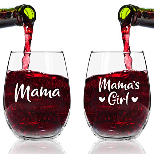 Mama Mamas Girl Wine Glasses (Set of 2) | Cute Wine Glasses Set