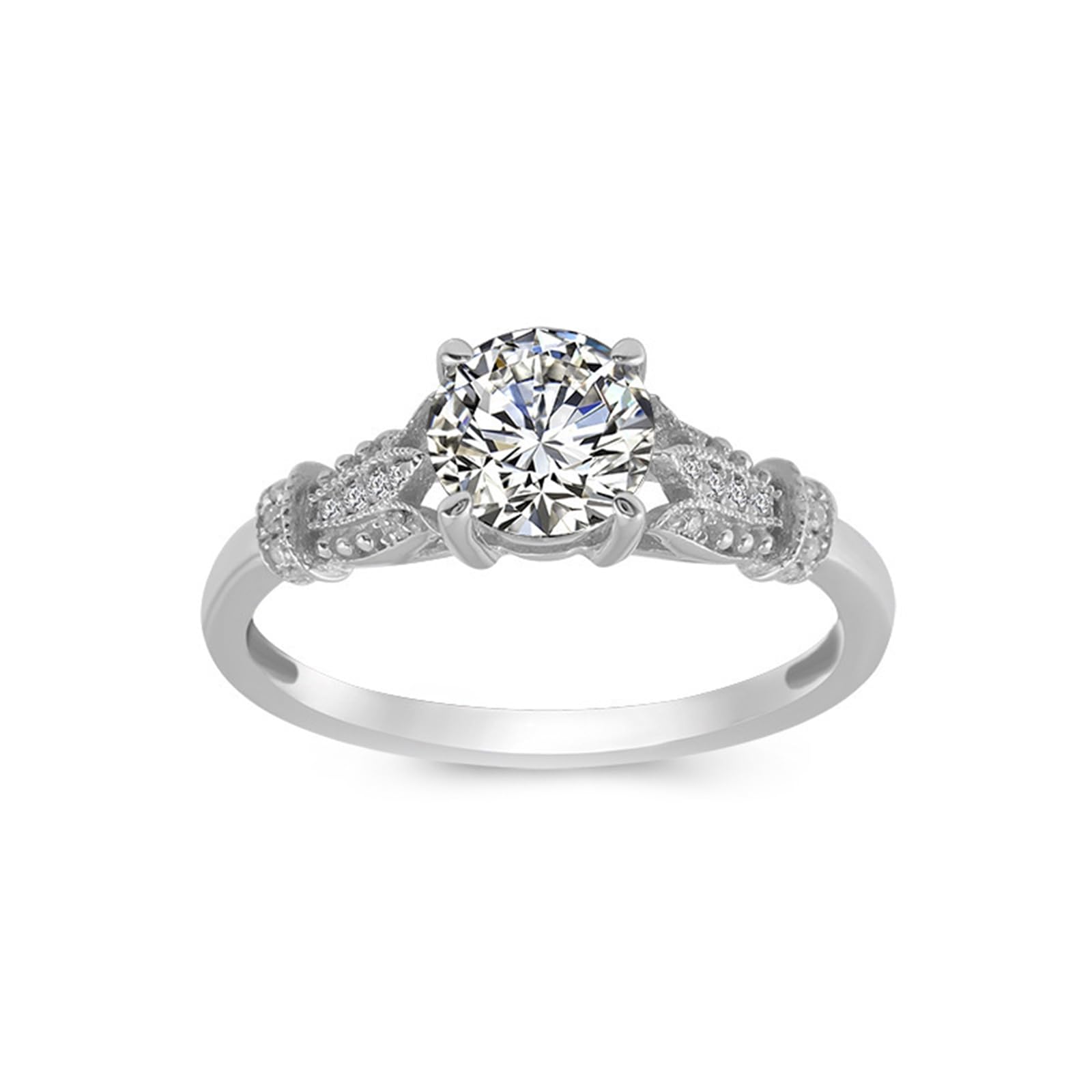 Anelli da donna, anello di fidanzamento vintage elegante fiore a 4 griffe 1 carato moissanite rotonda