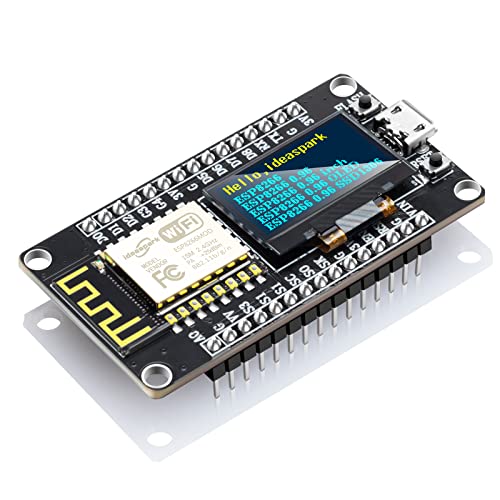 NodeMCU ESP8266 Development Board with 0.96 Inch OLED Display CH340 Driver ESP-12E WiFi Wireless Module and Micro USB Works Great for Arduino IDE/Micropython Programming (Pin Header Soldered)