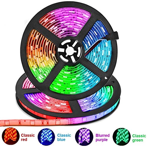 Led Strip Lights, 32.8Ft(10m) Waterproof 5050 RGB Light Strip Kits with 44 Keys IR Remote Control 12V Power Supply Color Changing Led Strip for Room, Bedroom, TV, Kitchen, Desk, Party