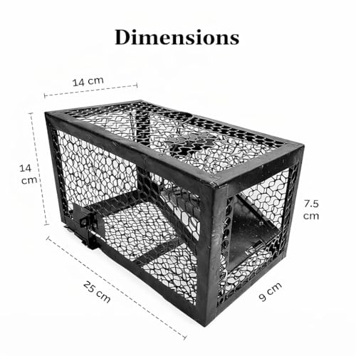 Image of PulGos Pack of 2 Mouse Trap Cage Rats | Heavy Duty Iron Rat Trap (Chuha Pinjara) | Rustproof Metal Catch & Release Trapper | Durable Rodent Cage for Home, Kitchen Use(Black)