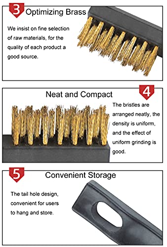 SUJAYU 12 Pcs Brass Wire Brushes Scratch Brushes, Curved Handle Wire Bristle Scratch Brushes, Mini Brushes for Cleaning Welding Slag Rust