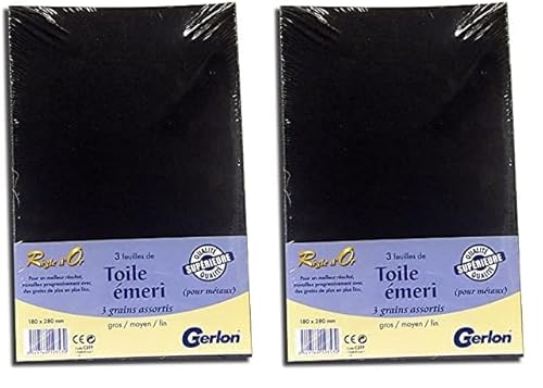 Toile Emeri Gerlon Paquet de 3 feuilles (Gros, Moyen et