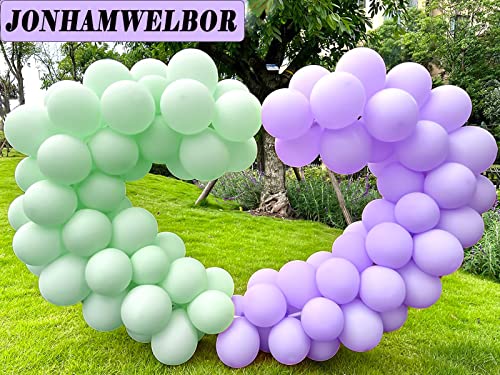 Image of Jonhamwelbor Light Purple Matte Balloons (100 pcs 12 inch) Pastel Purple Macaron Lilac Latex Balloons for Baby Shower Birthday Wedding Party