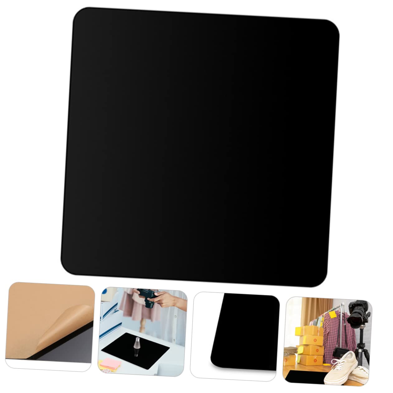 KOMBIUDA Sfondo Fotografico Nero Riflettente in Acrilico Pannello Per Sfondo Strumento Fotografico Per Fotografia Prodotti e Piccoli Oggetti Pulire Conservare