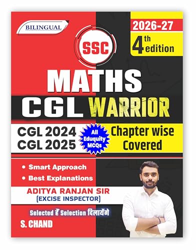 Image of SSC Maths CGL Warrior Book 2026 - 2027 (4th Edition) | By Aditya Ranjan Sir | Math - Chapter wise, Eduquity MCQ, Best Explanations | Tier 1 & 2 Exams | Mathematics for SSC CGL Exam (Bilingual)