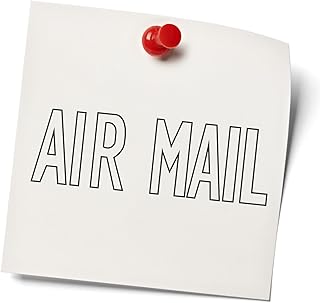 Large Self-Inking Outline Air Mail Stamp, Perfect for New Business, Up to 5K Imprints, Available in 11 Ink Colors, Reinkable, Easy Press and Print Stamping, Size Approx 3/4" x 2-1/4", Clear Base