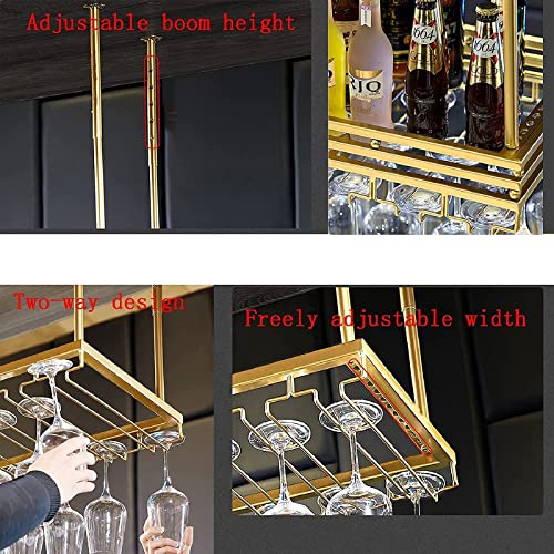 Casier à vin en métal au plafond DASHADAO 80 cm réglable avec porte-gobelet - 3
