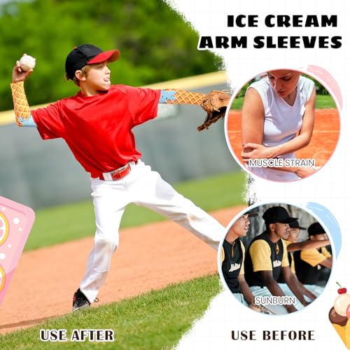 Ice Cream Baseball Arm Sleeves Cone Compression Arm Sleeves for Adult Sport Baseball Football4