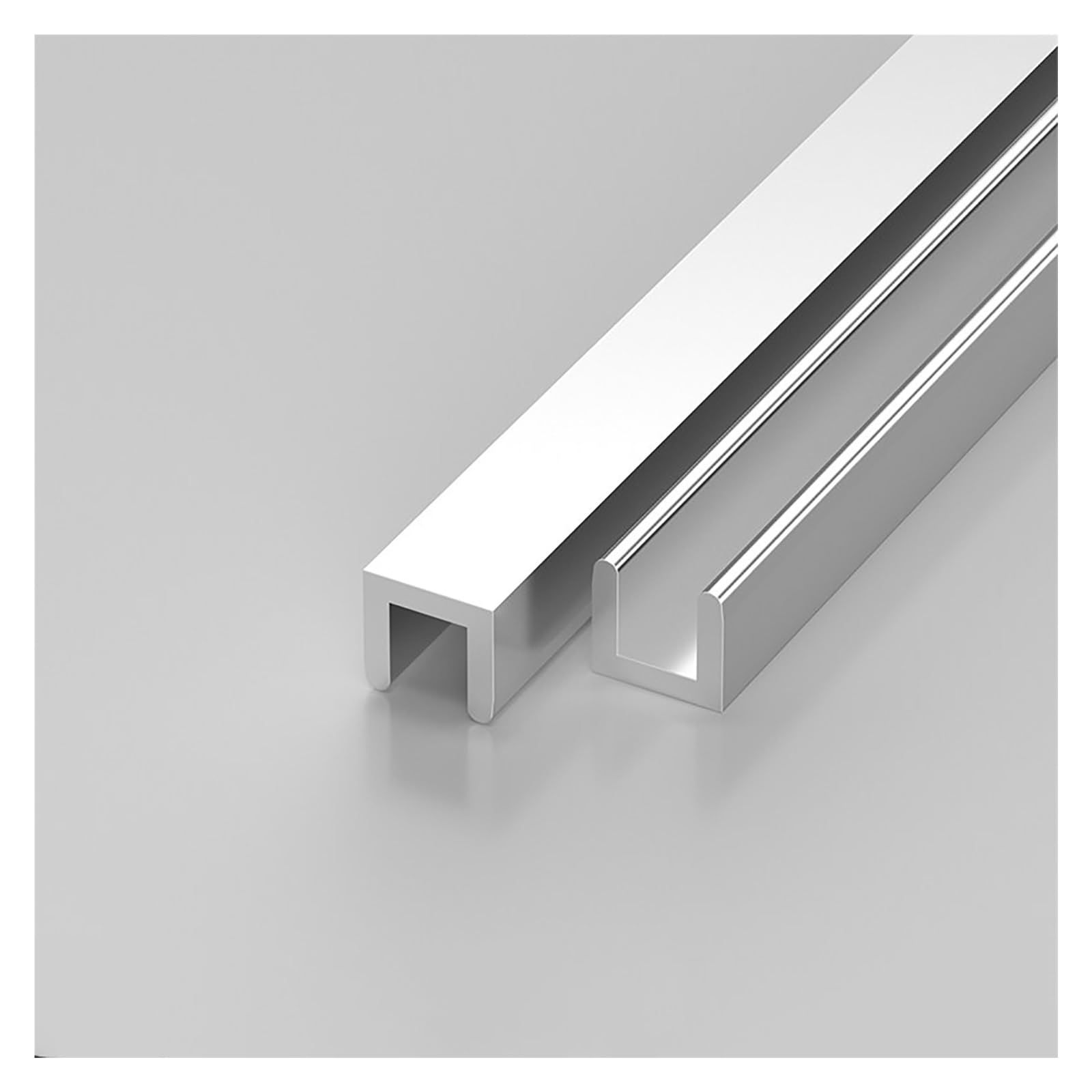 Wytrzymały Szklany Profil U-Channel 3 4 5 6 8 Mm, Mały Stop Aluminium Stały Kanał Prysznicowy Nowoczesny(Silver,L1.5m W6mm)