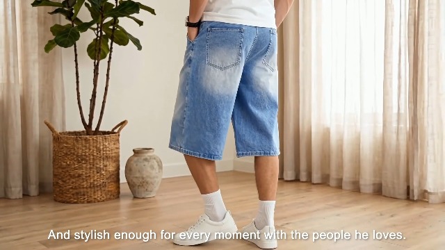 GINGTTO Mens Baggy Jorts Below Knee Capri Jean Shorts for Men