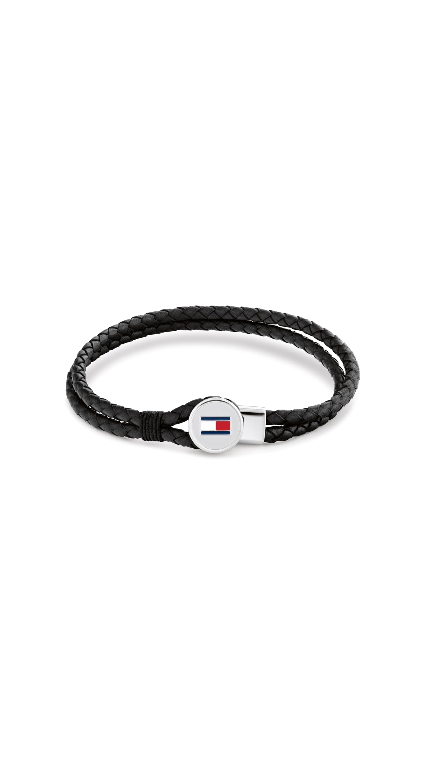 Tommy Hilfiger Men's ’S Braided Leather Bracelet - Black - 190mm