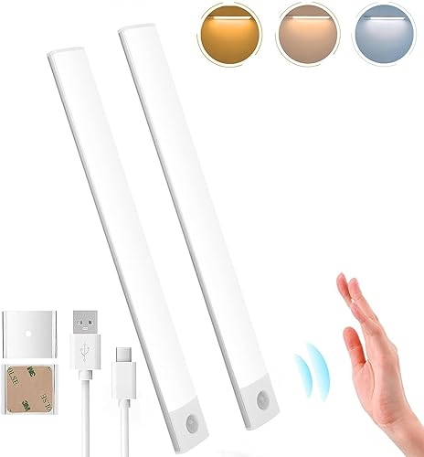 Luz para debajo del gabinete, luz inalámbrica para armario, luces de mostrador para cocina, luz con sensor de movimiento, luz nocturna recargable,
