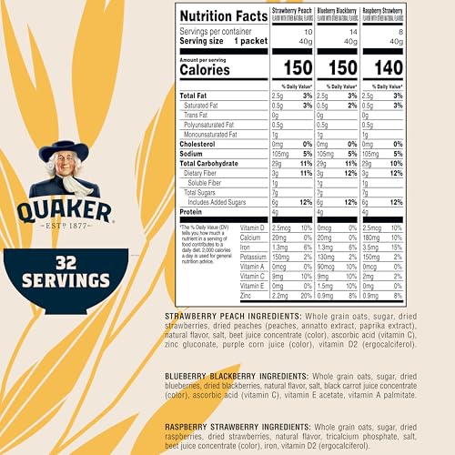 image for Quaker Immunity Instant Oatmeal, 3 Flavor Variety Pack, Good Source of