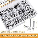 VIGRUE 408 Stück M5 M6 M8 Sechskantschrauben Edelstahl A2 Schrauben Set mit Muttern Unterlegscheiben DIN933 Bolzen Vollgewindeschrauben Maschinenschrauben Gewindeschrauben zur Reparatur