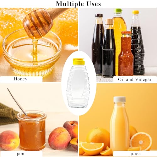 80 Pack 16oz Clear Food Grade Plastic Honey Bottles, Refillable Squeeze Honey Jars with Flip-Top Lids, Leakproof Honey Dispenser Containers for Storing and Dispensing - Image 6