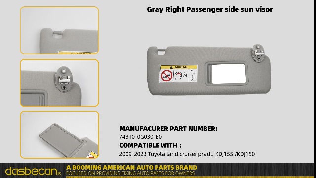 Amazon.com: Dasbecan Gray Right Passenger Side Sun Visor