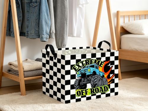 Image of Rectangle Car Basket Cute Storage Bin Fish Box for Room Decor Gift Basket(Grid Car)