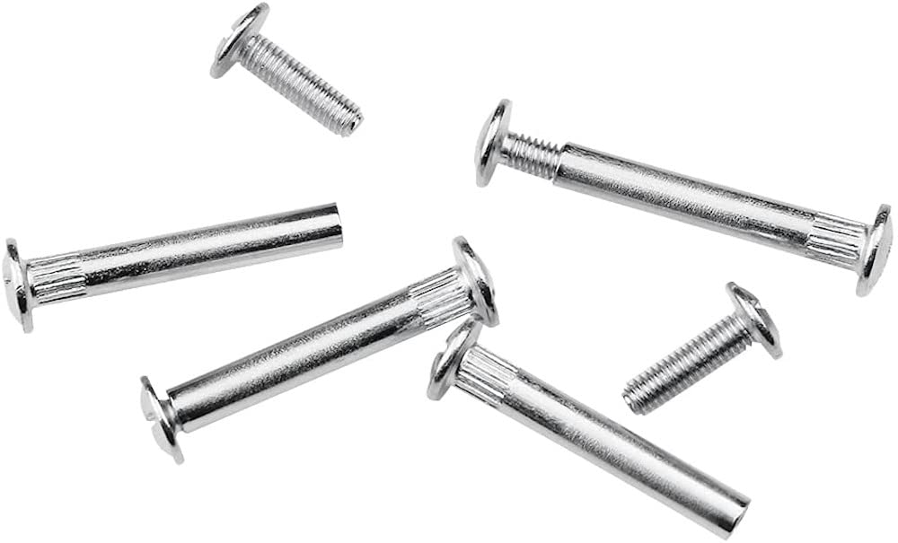 Merriway Nickel Plate Bh06970 (4 Pcs) D Steel Cabinet Furniture Connecting Screws, Total Width X Length M6 X 43Mm - Pack Of 4 Pieces
