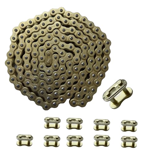 Image of 420 Motorcycle Chain Gold 132 Link | Standard Roller Chain with 10 Connecting Master Link for 100cc 110cc 125cc Dirt Pit Bike ATV Quad Go Kart Mini Bike Scooter