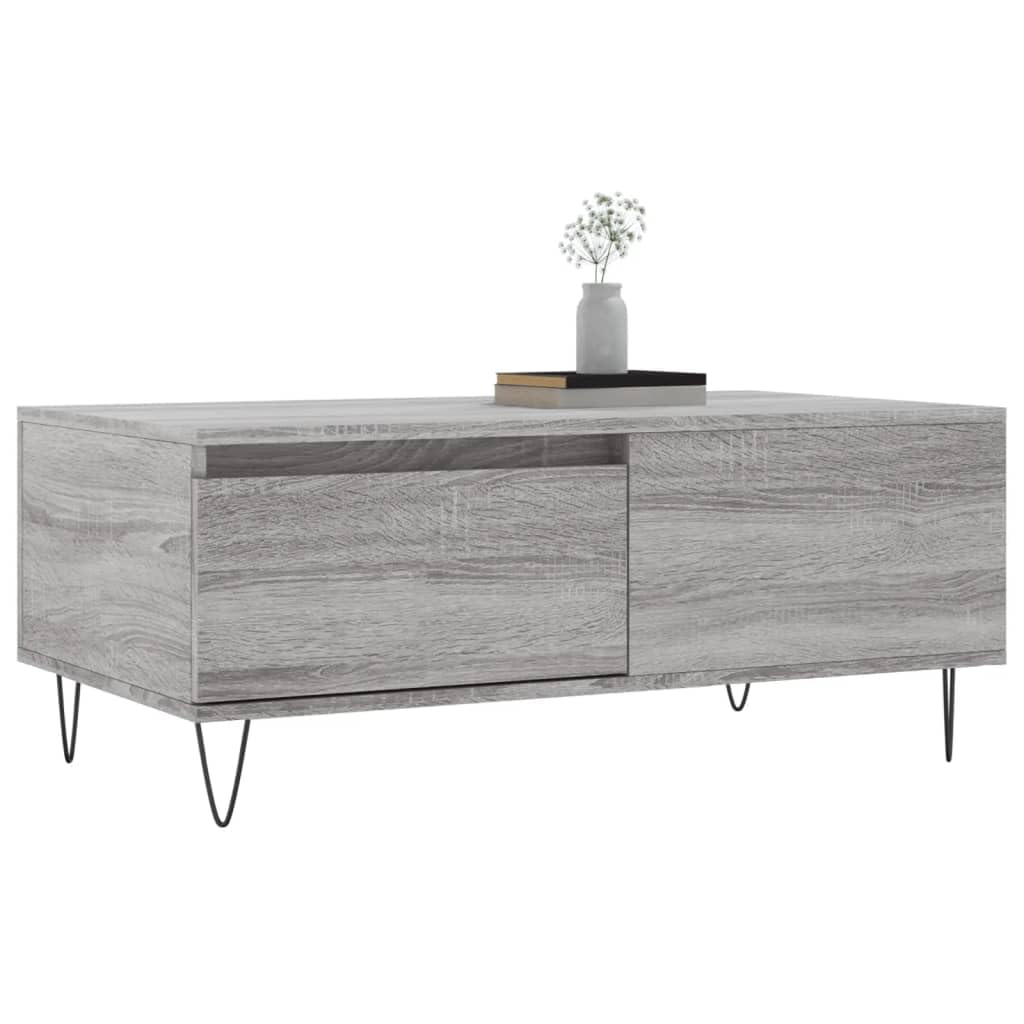 Homgoday Tavolino da caffè Sonoma grigio 90 x 50 x 36,5 cm, in legno ingegnerizzato, tavolino da tè per soggiorno, sala d'accoglienza degli ospiti, camera da letto e ufficio mobili tipo 1
