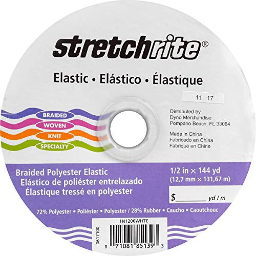 Singer Stretchrite Braided Elastic .5" X144yd-White