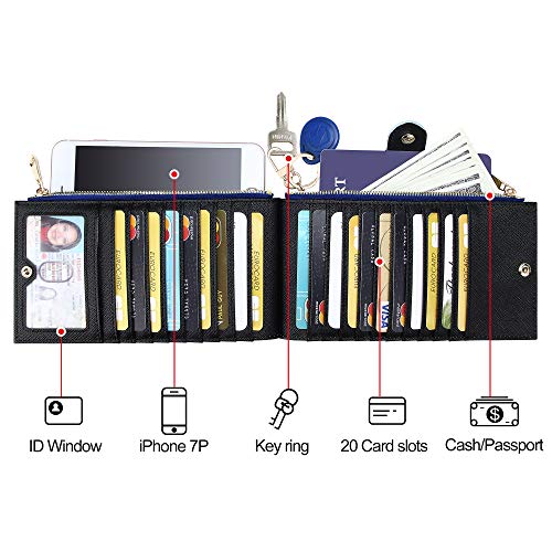 KUKOO Wallets for Women RFID Blocking Large Capacity Slim Bifold Multi Card Case Organizer with Zipper Pocket Gift Box4