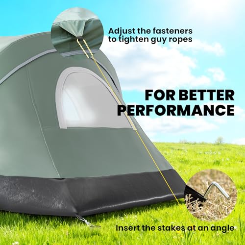 Outsunny 5-6 Person Outdoor Camping Tent, Family Tent with 3 Windows, Lighting Hook and Carrying Bag for Camping, Hiking and Travelling, Green image 4