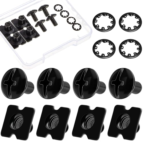 Landhoow 4 Sets Black Chicago Screws Football Back Plate Hardware Football Backplate Screws Include Truss Head Slotted Fasteners Washers Gaskets for Unisex Adult Size Youth Size Backplates