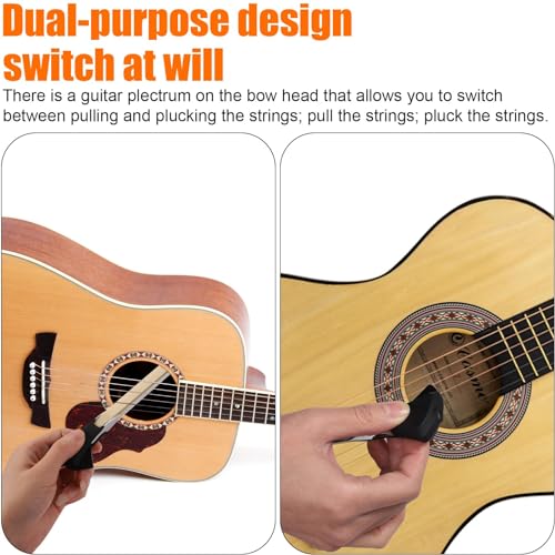 Gitarrenbogen-Set, 2-in-1 Rosshaar-Aluminium-Legierung Gitarrenbogen mit Kolophonium Schleifpapier Tuch Lustige Instrumenten-Spielwerkzeuge Geigen Cello-Klänge Erzeugen Kreatives Geschenk