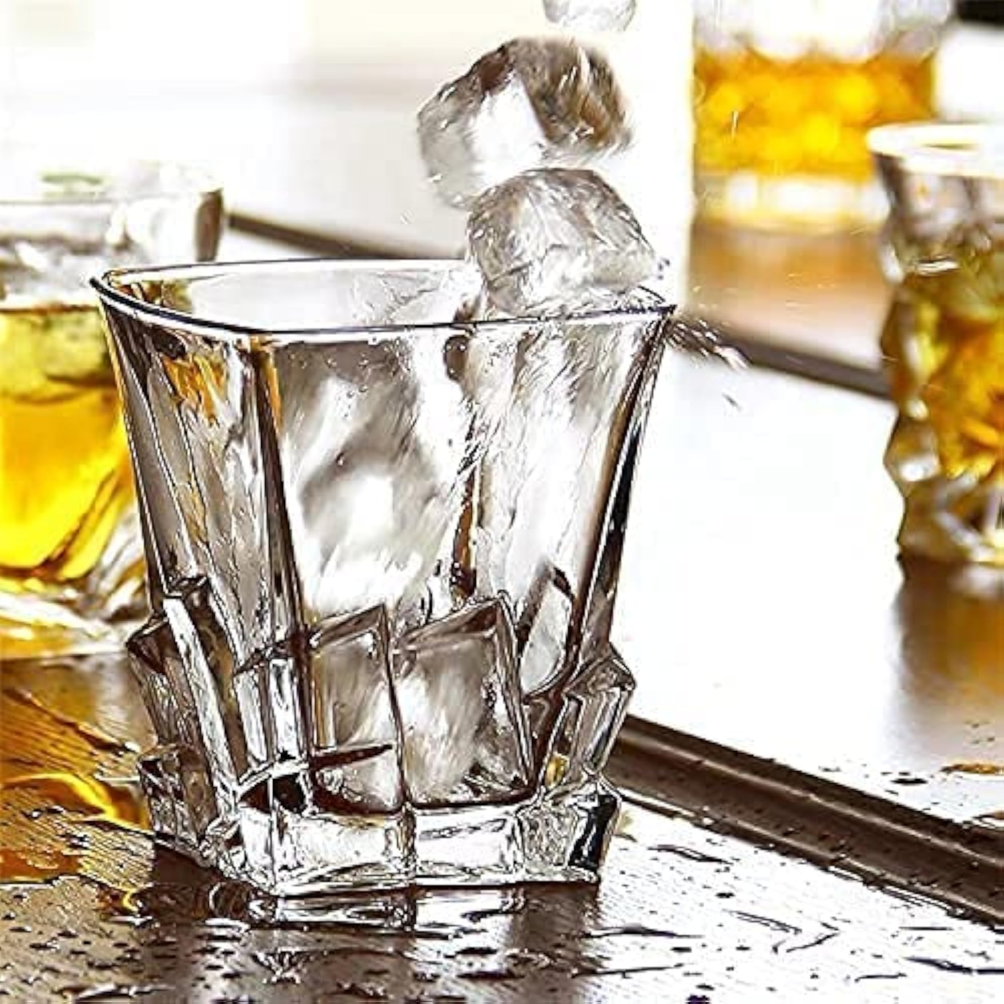 Premium Whiskey Glass Set 300ml, Crystal-Cut Design